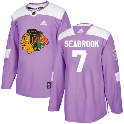 Adidas Chicago Blackhawks #7 Brent Seabrook Purple Authentic Fights Cancer Stitched Youth Jersey Youth