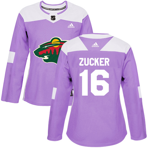 Adidas Minnesota Wild #16 Jason Zucker Purple Authentic Fights Cancer Women's Stitched Jersey Womens