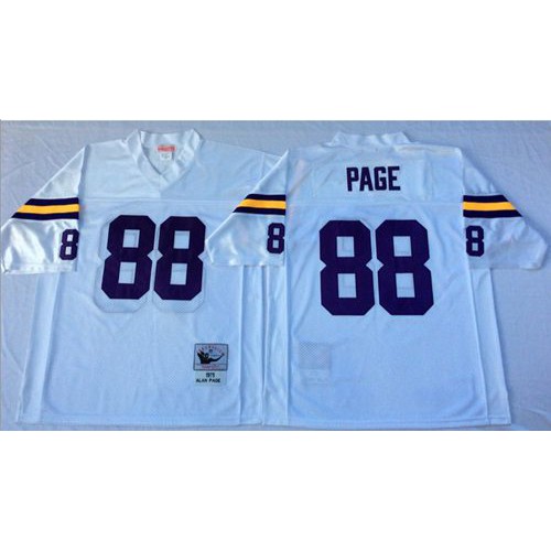 Mitchell And Ness Minnesota Vikings #88 Alan Page White Throwback Stitched Jersey Men's
