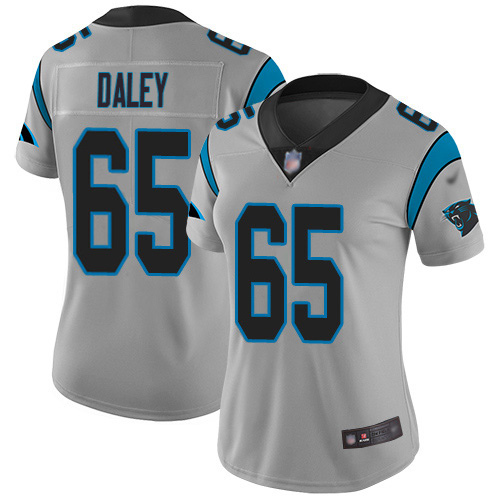 Carolina Panthers #65 Dennis Daley Silver Women's Stitched Limited Inverted Legend Jersey Womens