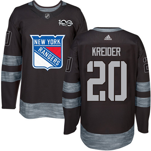 Adidas New York Rangers #20 Chris Kreider Black 1917-2017 100th Anniversary Stitched Jersey Men's
