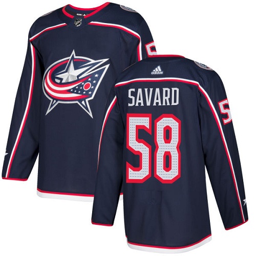 Adidas Columbus Blue Jackets #58 David Savard Navy Blue Home Authentic Stitched Jersey Men's