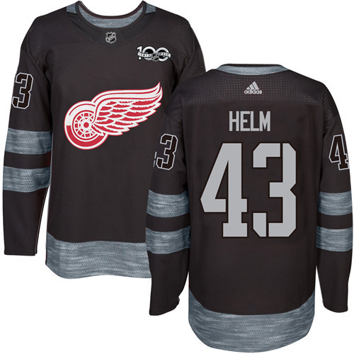 Adidas Detroit Red Wings #43 Darren Helm Black 1917-2017 100th Anniversary Stitched Jersey Men's