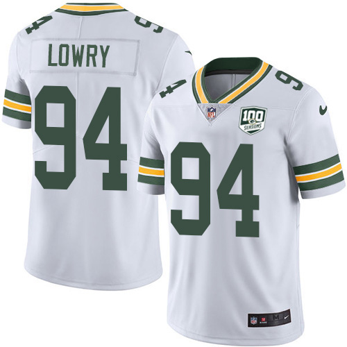 Green Bay Packers #94 Dean Lowry White Men's 100th Season Stitched Vapor Untouchable Limited Jersey Men's