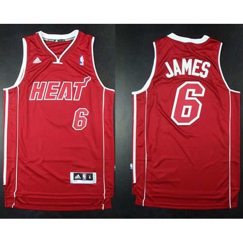 Miami Heat #6 LeBron James Red Pride Swingman Stitched Jersey Mens
