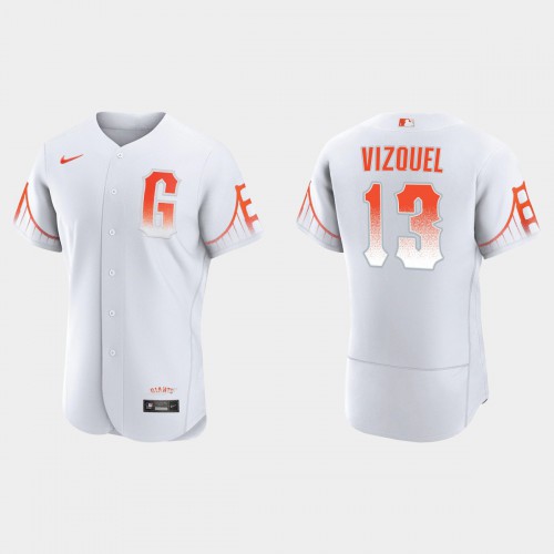 San Francisco San Francisco Giants #13 Omar Vizquel Men's 2021 City Connect Authentic White Jersey Men's