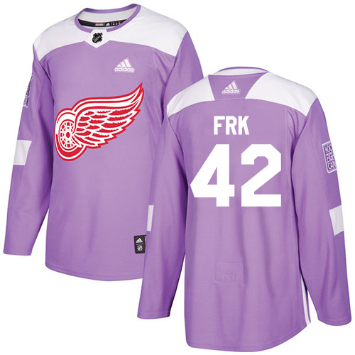 Adidas Detroit Red Wings #42 Martin Frk Purple Authentic Fights Cancer Stitched Jersey Men's
