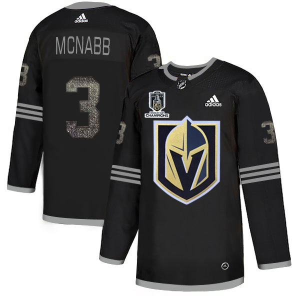 Adidas Golden Knights #3 Brayden McNabb Black 2023 Stanley Cup Champions Authentic Team Logo Fashion Stitched Jersey