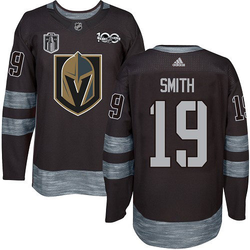 Adidas Golden Knights #19 Reilly Smith Black Youth 2023 Stanley Cup Final Patch 100th Anniversary Stitched Jersey