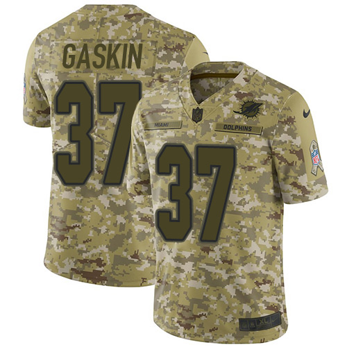 Miami Dolphins #37 Myles Gaskin Camo Youth Stitched Limited 2018 Salute To Service Jersey Youth