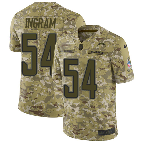 Los Angeles Chargers #54 Melvin Ingram Camo Youth Stitched Limited 2018 Salute to Service Jersey Youth