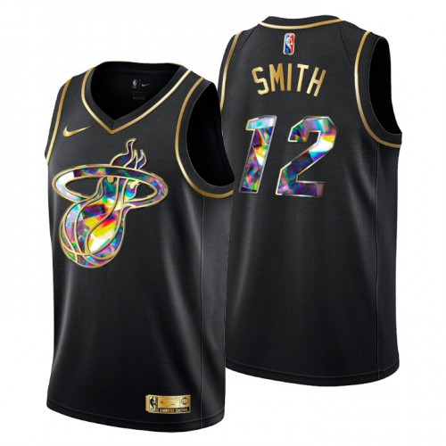 Miami Miami Heat #12 Dru Smith Mens Golden Edition Diamond Logo 2021/22 Swingman Jersey - Black Mens