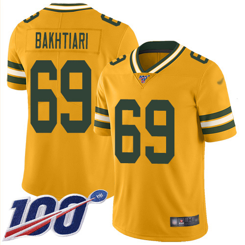 Green Bay Packers #69 David Bakhtiari Gold Youth Stitched Limited Inverted Legend 100th Season Jersey Youth