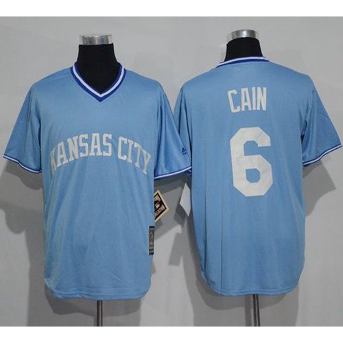 Kansas City Royals #6 Lorenzo Cain Light Blue Cooperstown Stitched Jersey Men's