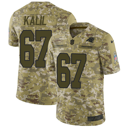 Carolina Panthers #67 Ryan Kalil Camo Youth Stitched Limited 2018 Salute to Service Jersey Youth