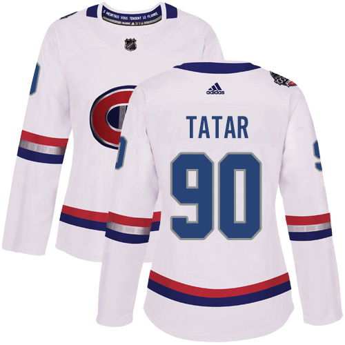 Adidas Montreal Canadiens #90 Tomas Tatar White Authentic 2017 100 Classic Women's Stitched Jersey Womens