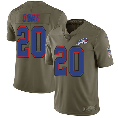 Buffalo Bills #20 Frank Gore Olive Men's Stitched Limited 2017 Salute To Service Jersey Men's