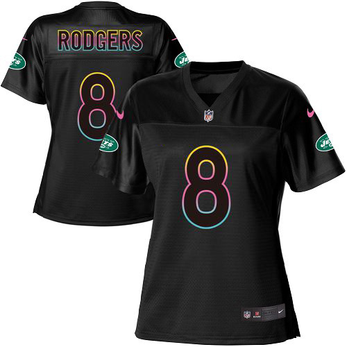 Jets #8 Aaron Rodgers Black Women's Fashion Game Jersey