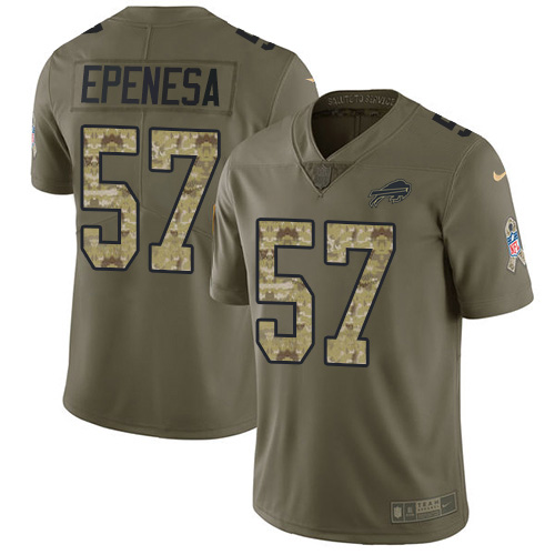 Buffalo Bills #57 A.J. Epenesas Olive/Camo Youth Stitched Limited 2017 Salute To Service Jersey Youth