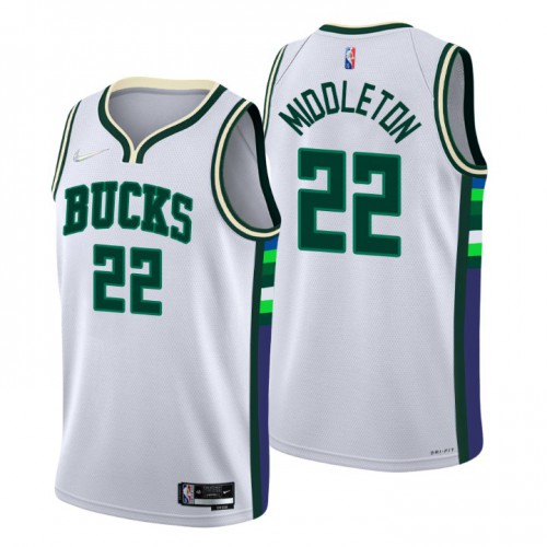 Milwaukee Milwaukee Bucks #22 Khris Middleton Mens White 2021/22 Swingman Jersey - City Edition Mens