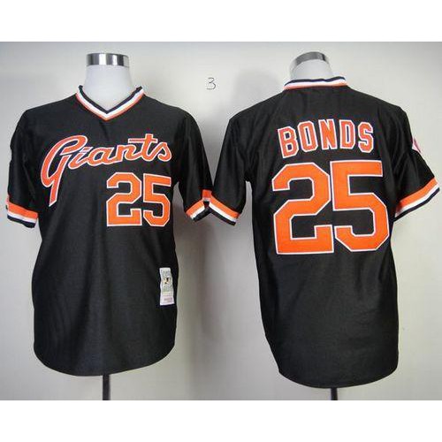 Mitchell And Ness San Francisco Giants #25 Barry Bonds Black Throwback Stitched Jersey Men's