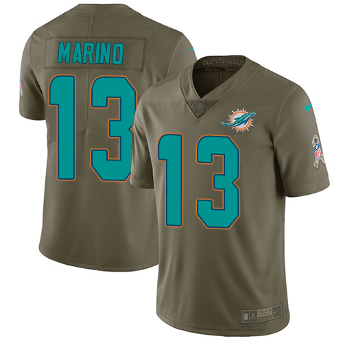 Dolphins #13 Dan Marino Olive Youth Stitched Limited 2017 Salute To Service Jersey