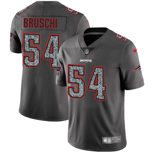 New England Patriots #54 Tedy Bruschi Gray Static Men's Stitched Vapor Untouchable Limited Jersey Men's