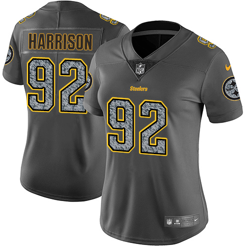 Pittsburgh Steelers #92 James Harrison Gray Static Women's Stitched Vapor Untouchable Limited Jersey Womens