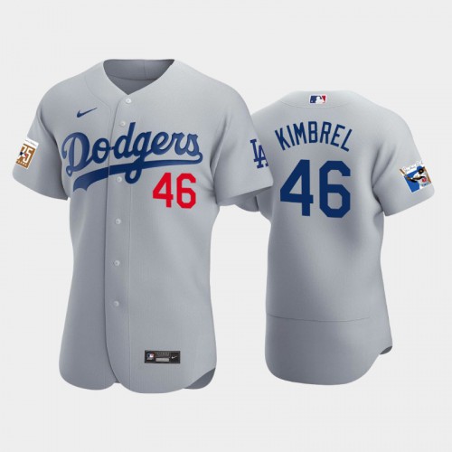 Los Angeles Los Angeles Dodgers #46 Craig Kimbrel Men's Jackie Robinson 75th Anniversary Authentic Jersey - Gray Men's