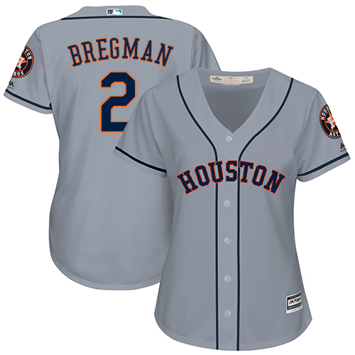 Houston Astros #2 Alex Bregman Grey Road Women's Stitched Jersey Womens