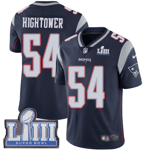 New England Patriots #54 Dont'a Hightower Navy Blue Team Color Super Bowl LIII Bound Men's Stitched Vapor Untouchable Limited Jersey Men's