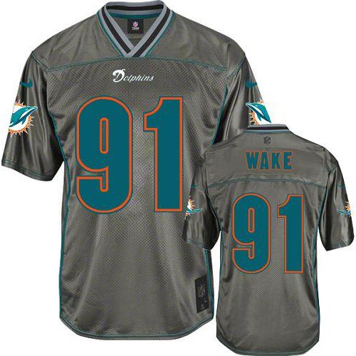 Miami Dolphins #91 Cameron Wake Grey Men's Stitched Elite Vapor Jersey Men's