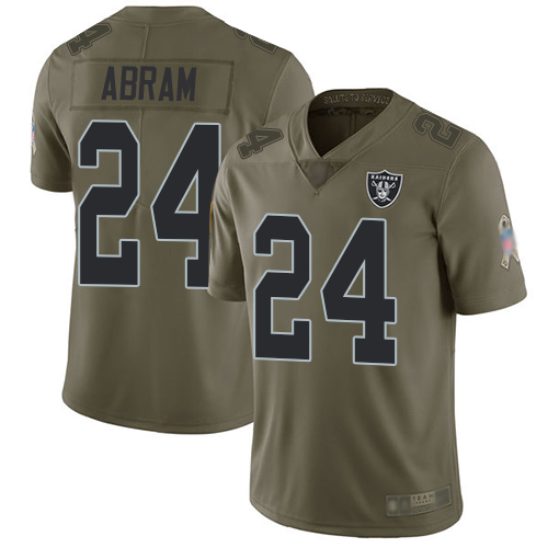 Raiders #24 Johnathan Abram Olive Men's Stitched Limited 2017 Salute To Service Jersey