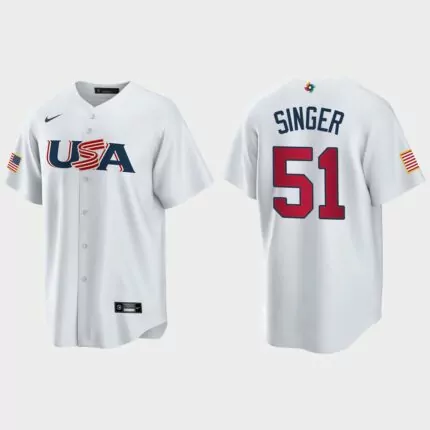 Brady Singer Kansas City Royals 2023 World Baseball Classic USA Replica Jersey – White
