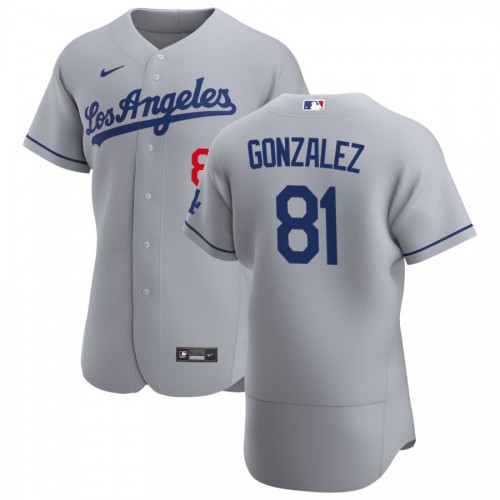 Los Angeles Los Angeles Dodgers #81 Victor Gonzalez Men's Gray Road 2020 Authentic Team Jersey Men's