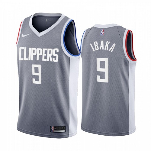 Los Angeles Los Angeles Clippers #9 Serge Ibaka Gray Youth Swingman 2020-21 Earned Edition Jersey Youth