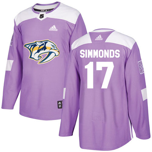 Adidas Nashville Predators #17 Wayne Simmonds Purple Authentic Fights Cancer Stitched Jersey Men's