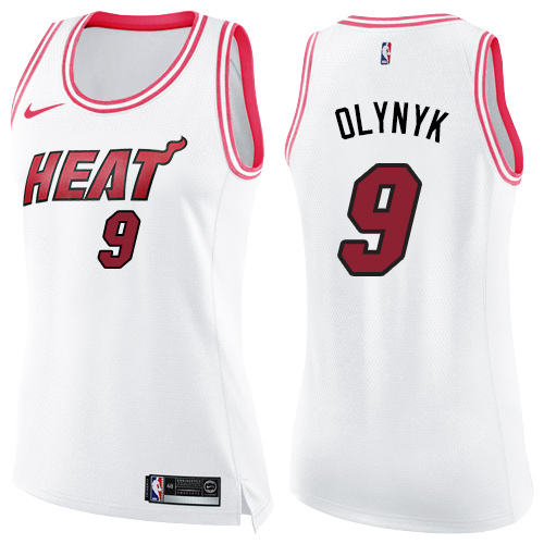 Miami Heat #9 Kelly Olynyk White/Pink Womens Swingman Fashion Jersey Womens