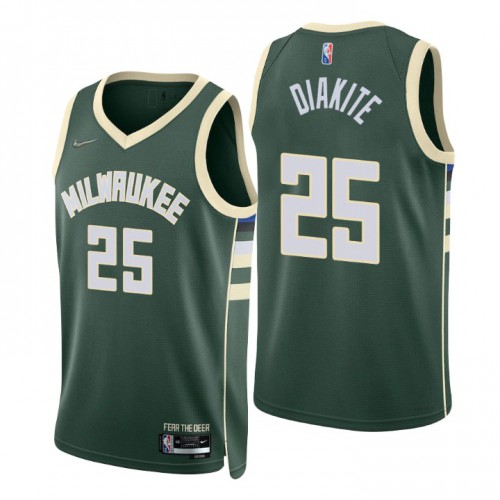 Milwaukee Bucks #25 Mamadi Diakite Green Mens 2021-22 75th Anniversary Diamond Swingman Jersey - Icon Edition Mens