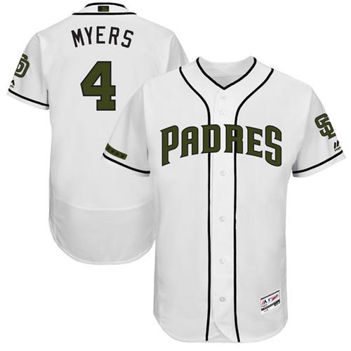 San Diego Padres #4 Wil Myers White Flexbase Authentic Collection Memorial Day Stitched Jersey Men's