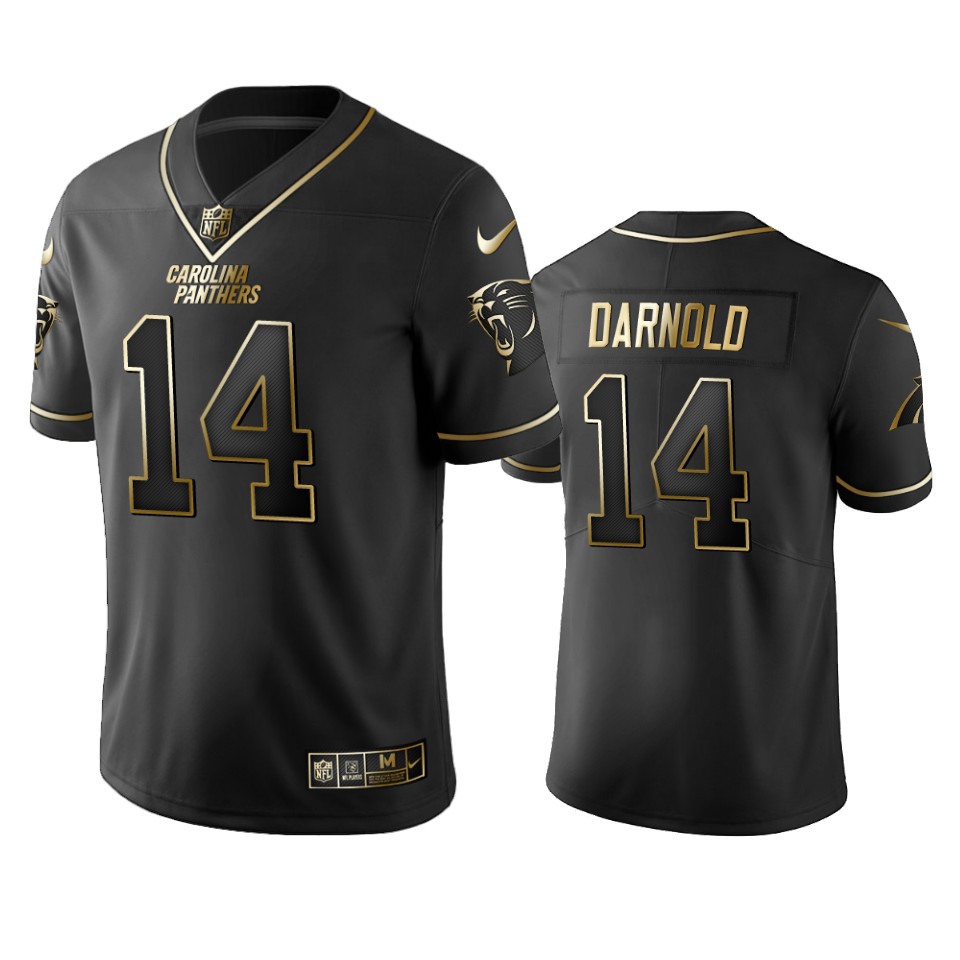 Panthers #14 Sam Darnold Men's Stitched Vapor Untouchable Limited Black Golden Jersey