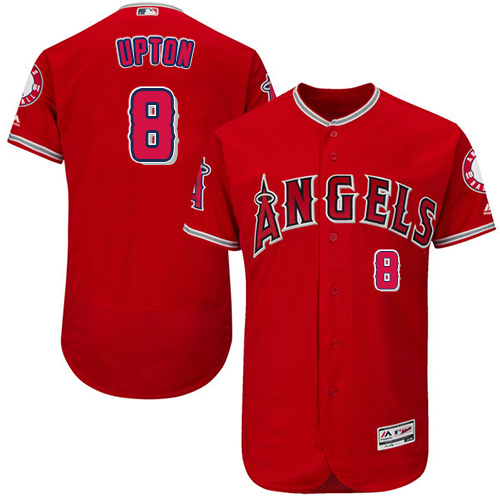 Los Angeles Angels of Anaheim #8 Justin Upton Red Flexbase Authentic Collection Stitched Jersey Men's