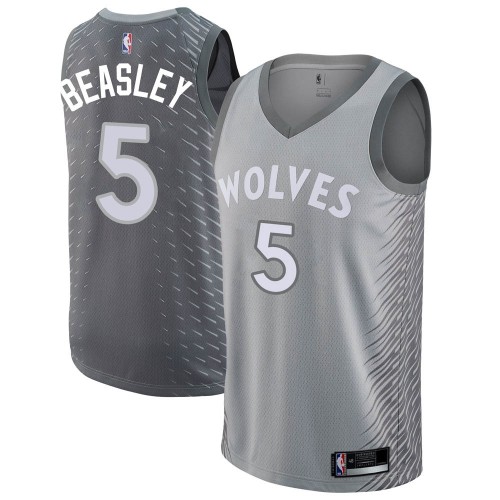 Minnesota Timberwolves #5 Malik Beasley Silver Swingman City Edition Jersey Mens