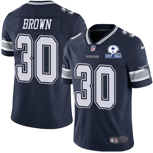 Dallas Cowboys #30 Anthony Brown Navy Blue Team Color Men's Stitched With Established In 1960 Patch Vapor Untouchable Limited Jersey Men's