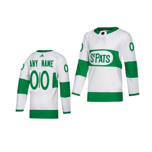 Youth Adidas Toronto Maple Leafs Personalized White St. Patrick's Day Authentic Player Custom Jersey