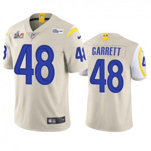 Los Angeles Los Angeles Rams #48 Chris Garrett Men's Super Bowl LVI Patch Vapor Limited Jersey - Bone Men's