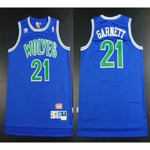 Minnesota Timberwolves #21 Retro Kevin Garnett Blue Throwback Stitched Jersey Mens