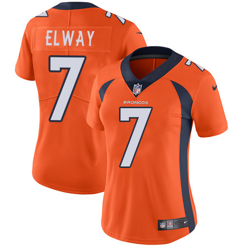 Broncos #7 John Elway Orange Team Color Women's Stitched Vapor Untouchable Limited Jersey