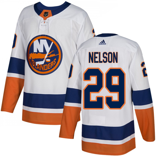 Adidas New York Islanders #29 Brock Nelson White Road Authentic Stitched Jersey Men's