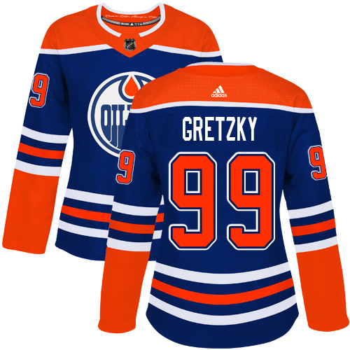Adidas Edmonton Oilers #99 Wayne Gretzky Royal Alternate Authentic Women's Stitched Jersey Womens